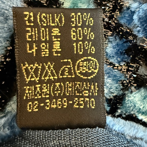 Sonia Rykiel Blue Velvet Burnout Paisley Scarf 🇫🇷 | Silk Blend Evening Shawl - Picture 11 of 11